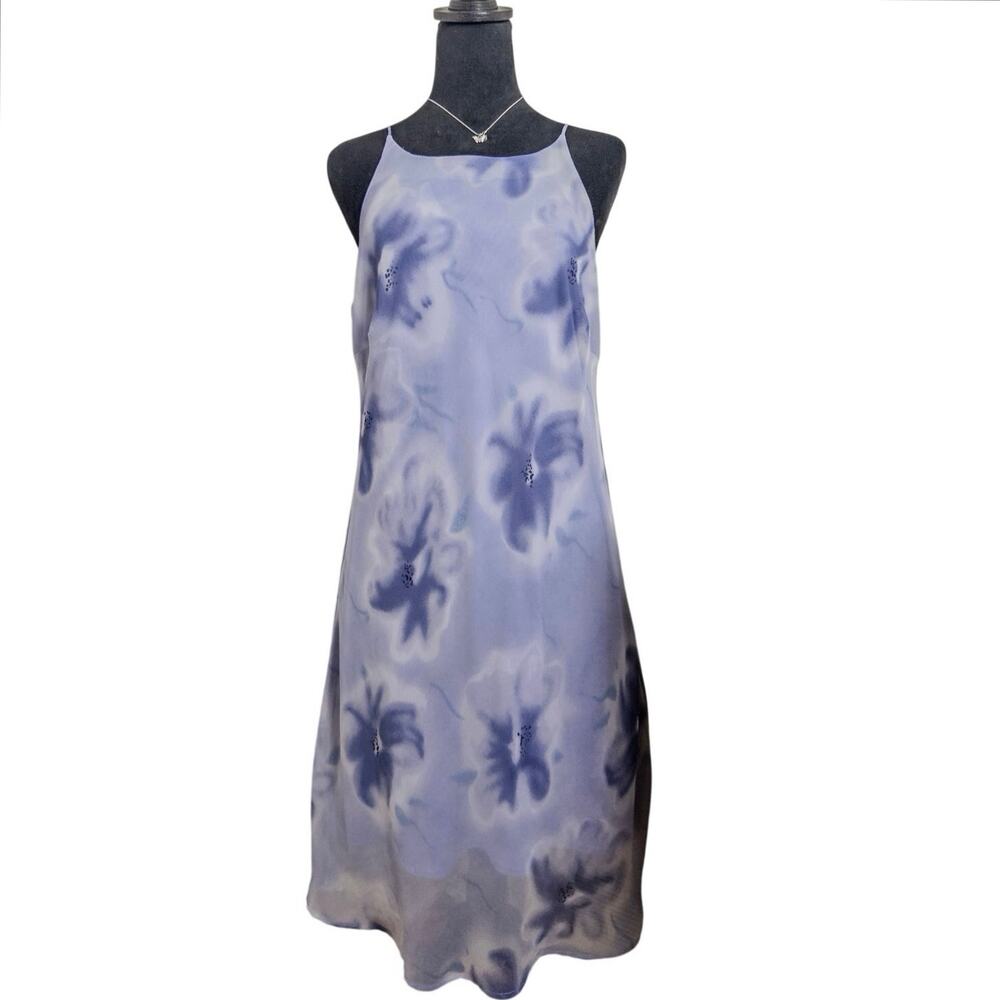 Vintage Y2K DBY Limited Blue Floral Sheer Slip Dress Size 13/14 - Picture 2 of 7
